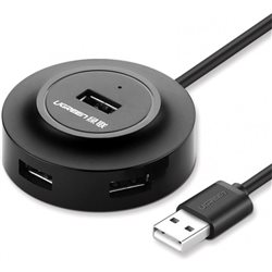 Расширитель USB UGREEN CR106 20277, 4 Порта, USB 2.0 to USB 2.0, Порт DC 5V USB micro, кабель 1м, чёрный