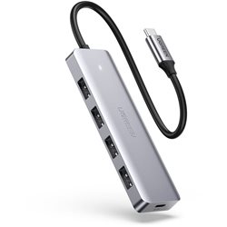 Расширитель USB UGREEN CM219 70336, 4 Порта, Type-C to USB 3.0, Порт DC 5V Type-C, кабель 0.15м, серый