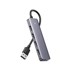 Расширитель USB UGREEN CM219 50985, 4 Порта, USB 3.0 to USB 3.0, Порт DC 5V Type-C, кабель 0.15м, серый