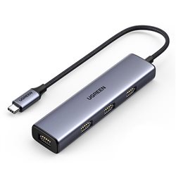 Расширитель USB UGREEN CM473 20805, 4 Порта, USB 3.0 to USB 3.0, Порт DC 5V Type-C, серый
