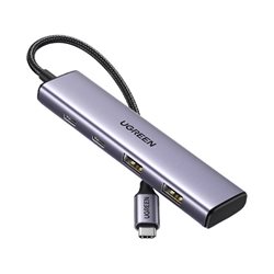 Расширитель USB UGREEN CM473 15395, 4 порта, Type-C to 2xUSB 3.0 + 2xType-C