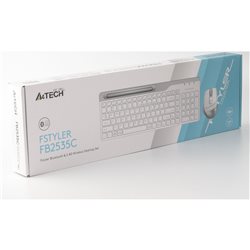 Беспроводная клавиатура+мышь A4tech Fstyler FB2535C-Icy White v2, Fn, BT2.4 ГГц+USB, 2400 dpi, 10 м, перезаряжаемая мышь