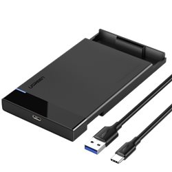 Корпус UGREEN US221 50743, внешний для HDD/SSD 2.5", кабель Type-C to USB 3.1, чёрный