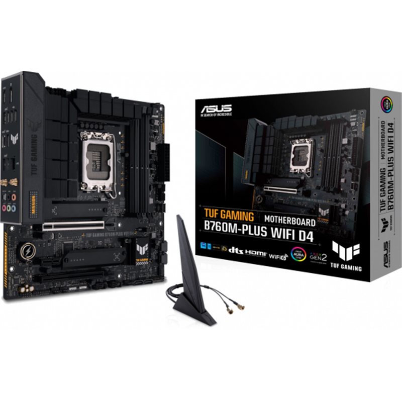 M/B LGA1700 ASUS TUF GAMING B760M-PLUS WIFI D4/4xDDR4/2xM.2/4xSATA/Wi-Fi 6 Module/2xUSB2.0/6xUSB3.2/DP/HDMI/Aura-RGB