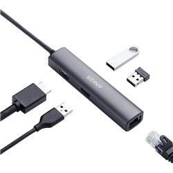 USB-хаб Anker PowerExpand+ 5-in-1 USB-C Hub A83380A3 3xUSB 3.0 (5 Gbps), 4K HDMI (30Hz), Ethernet port (10/100/1000 Mbps), Gray+
