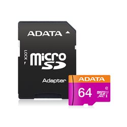 Micro Secure Digital Card (Trans Flash) 64GB HC10 A1 Adata AUSDX64GUICL10A1 + SD adapter