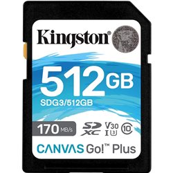 Secure Digital SDXC CL10 512GB KINGSTON  Canvas Go Plus 170R C10 UHS-I U3 V30