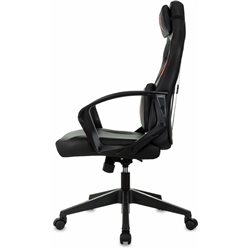 Кресло игровое Zombie 30, макс.нагрузка 120 кг, регулировка высоты/наклона/жесткости, эко.кожа, черный/красный с подголовником, 