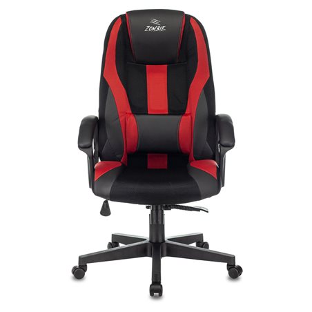 Кресло игровое ZOMBIE 9, макс.нагрузка 120 кг, регулировка высоты/наклона/жесткости, эко.кожа/ткань, черный/красный, ID1583707