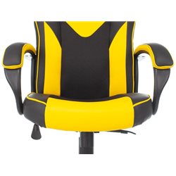 Кресло игровое Zombie GAME 17, макс.нагрузка 120 кг, регулировка высоты/наклона/жесткости, эко.кожа/ткань, черный/желтый, ID1609