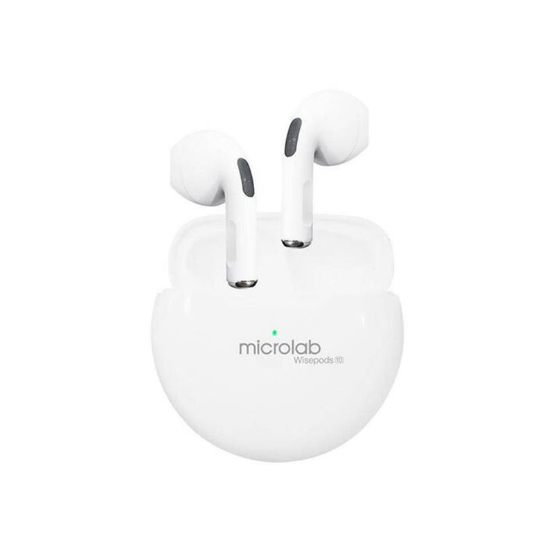 Наушники беспроводные Microlab Wisepods10 (TWS, v5.0, микрофон, муз/разг-3ч,емкость 30мАч, 10м) white