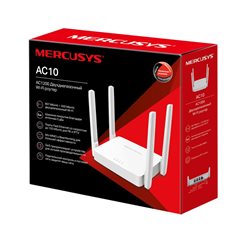 Роутер Wi-Fi Mercusys AC10 AC1200 Dual-Band 867MB/s 5Ghz, 300MB/s 2.4GHz, 2x100Mb/s LAN. IPTV, IPv6, MU-MIMO, 4 antennas