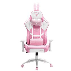 Кресло компьютерное игровое ZONE 51 BUNNY макс.нагрузка 150 кг,регулировка высоты/наклона/жесткости, эко.кожа/замша, розовый/бел