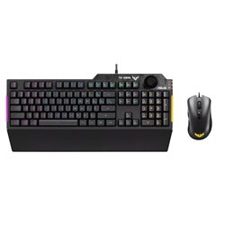 Клавиатура+мышь проводной набор ASUS CB02 TUF GAMING COMBO K1 RGB GAMING KEYBOARD Antighost 19 btns, регулятор громкости звука, 