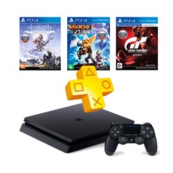 SONY PS4 1TB Slim +3 игры (Horizon, GT7+Ratchet&Clank) +PSN 3мес