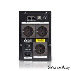 UPS SVC V-1500-F-LCD, 1500VA(900W), 12V/9Ah, AVR стабилизатор: 165-275ВА,3 вых: 2 системных+1 для принтера (Bypass), Black, USB 