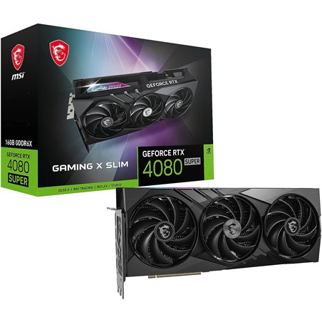 Видеокарта MSI GeForce RTX 4080 SUPER 16G GAMING SLIM PCI-e4.0. 16GB GDDR6X/256 bit. 2565MHz/2550MHz. 2*DP. 2*HDMI. Tripple Fan