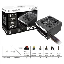 Блок питания 550W Thermaltake TR2 S 550W ATX, 80 PLUS®, APFC,20+4 pin, 4+4pin, 5xSata, 4xMolex, 1xFDD, 2xPCI-E 6+2 pin, Вентилят