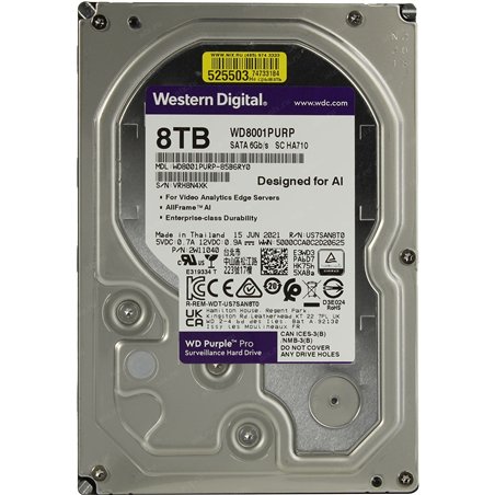 WD 8TB 7200rpm 256MB WD8001PURP PURPLE PRO SURVEILLANCE SATA3