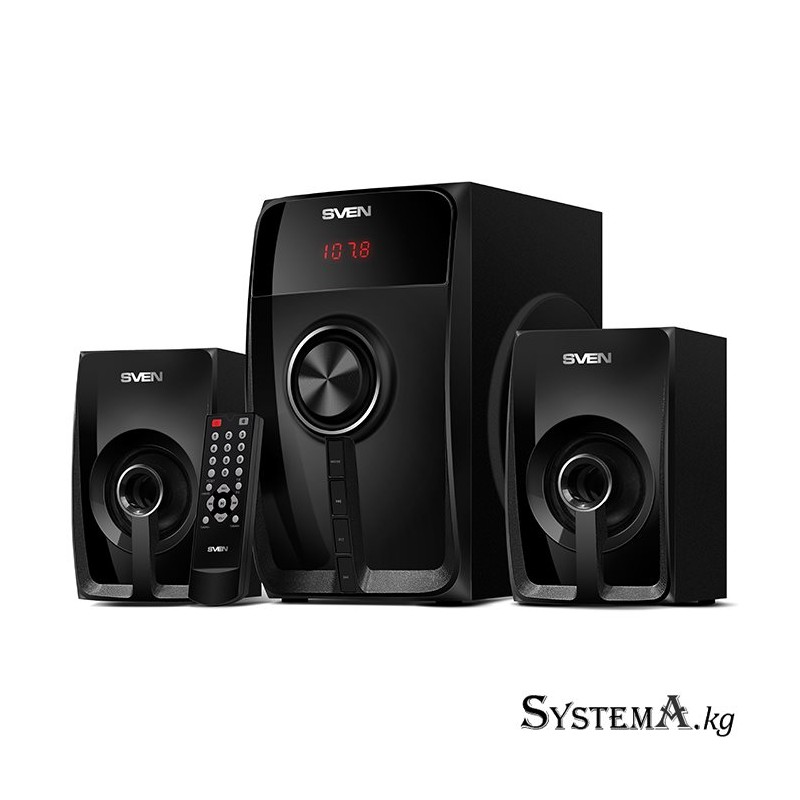 Акустическая система 2.1 SVEN MS-307 черный, RMS 40Вт(20+2x10), Bluetooth 10м, SD слот, USB2.0, Пульт ДУ, Питание от сети(~220В)